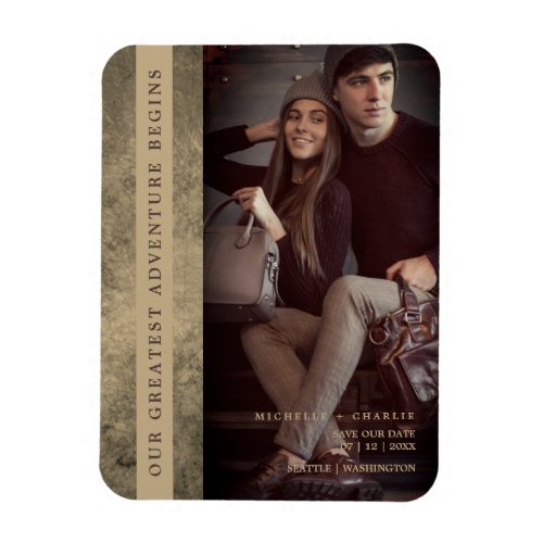 Newly Engaged Wedding Modern Grunge Romantic Photo Magnet