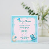 Newly Hatched Baby Boy Dinosaur Baby Shower Invitation (Standing Front)