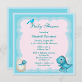 Newly Hatched Baby Boy Dinosaur Baby Shower Invitation (Front/Back)