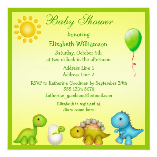 Baby Dinosaur Baby Shower Invitations 10