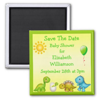 Newly Hatched Dinosaur Save The Date Baby Shower Magnet by GroovyGraphics at Zazzle