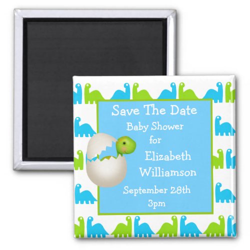 Newly Hatched Dinosaur Save The Date Baby Shower Magnet