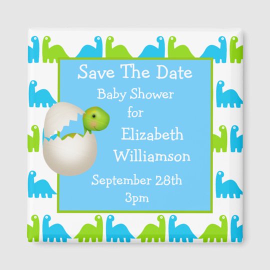 Newly Hatched Dinosaur Save The Date Baby Shower Magnet ...