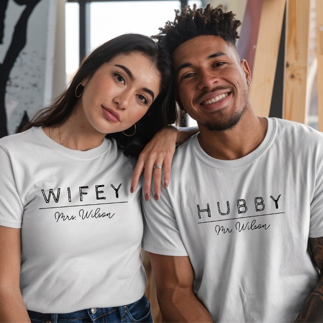 Newly Married Honeymoon Custom Shirts for Couples (wife and husband shirt, minimalist couple shirt, honeymoon shirt, newlywed shirt, just married shirt)