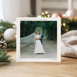 Newly Married Simple Square Single Photo Holiday Card