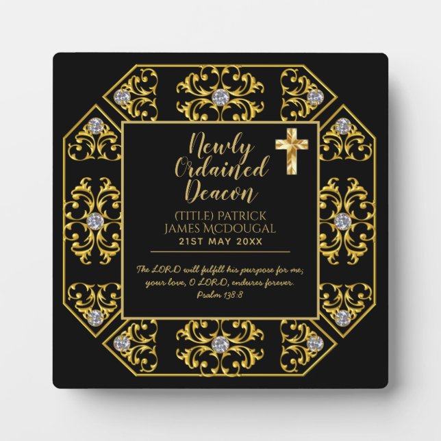 Newly Ordained Deacon Gift Scripture Verse Custom Plaque (Front)