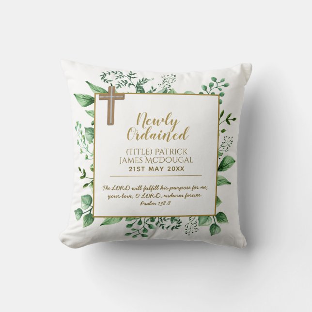 Newly Ordained Priest pastor Minister Deacon Nun Throw Pillow (Front)