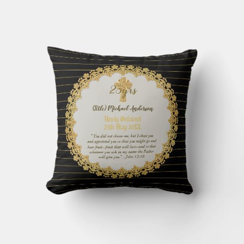 Newly Ordained Priest pastor Minister Deacon Nun Throw Pillow