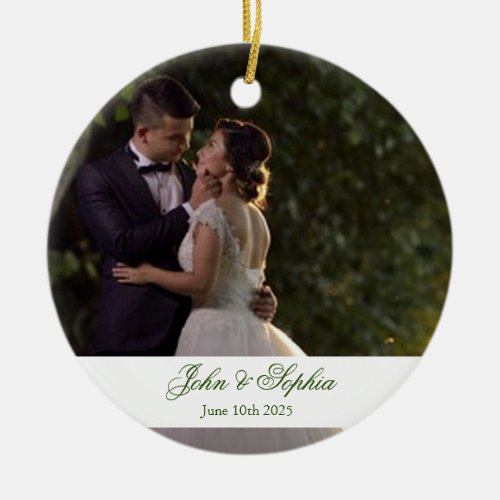 Newly wed 1st Christmas photo  Ceramic Ornament