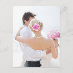Newly wed couple postcard