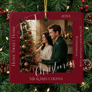 Newly Wed Couple's First Christmas New Home Photo  Ceramic Ornament