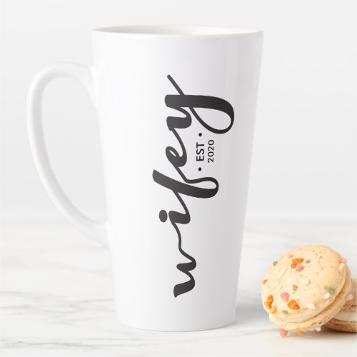 Newly Wed Modern Script Est Year Wifey Latte Mug