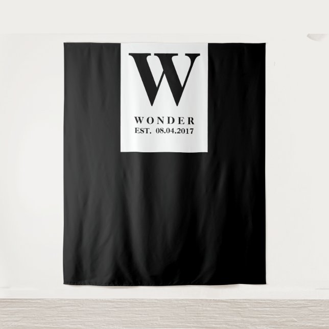 Newly Wed Monogram black Wedding backdrop (Front)