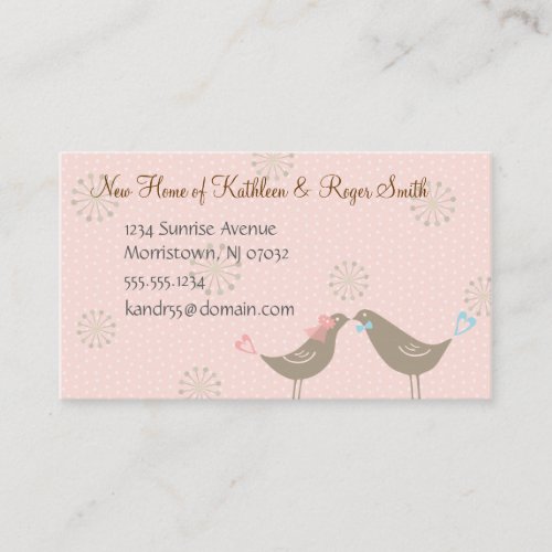 Newly Wed New Home Address Business Card Insert P