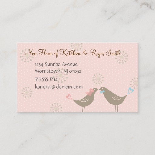 Customizable Newly Wed New Home Address Business Card Insert P