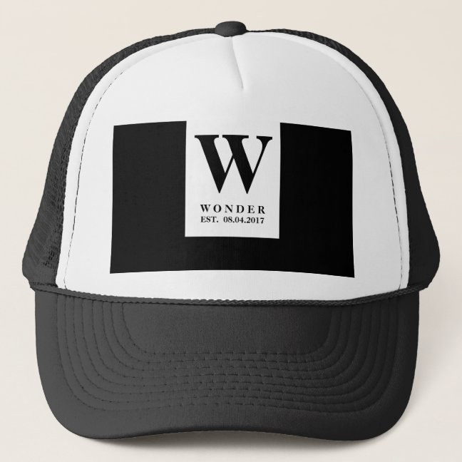Newly Wed Sophisticated Wedding Monogram | Black Trucker Hat