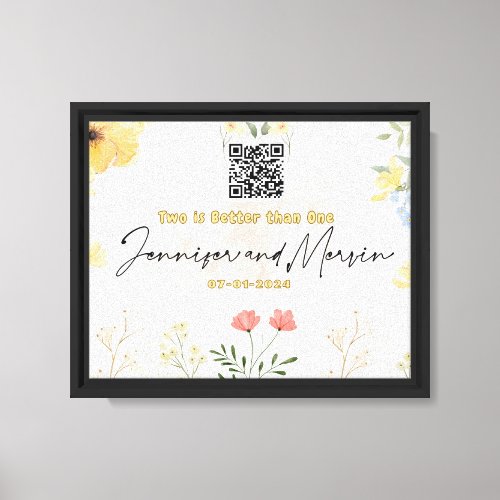 Newly Wedding Couple QR Two is Better than One Canvas Print