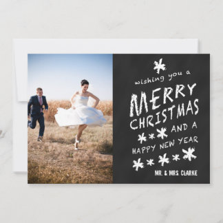 NEWLY WEDS CHALKBOARD PHOTO HOLIDAY GREETING CARD