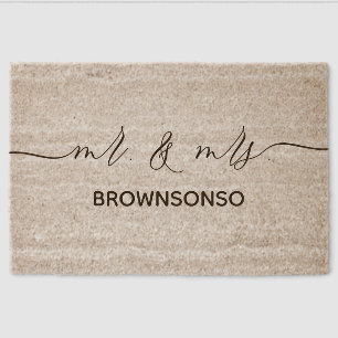 Newly weds mr and mrs home fiber doormat