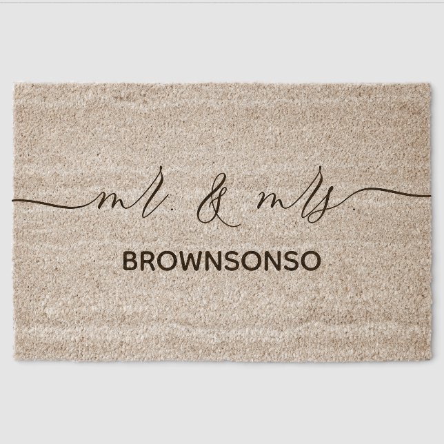 Newly weds mr and mrs home fiber doormat (Front)