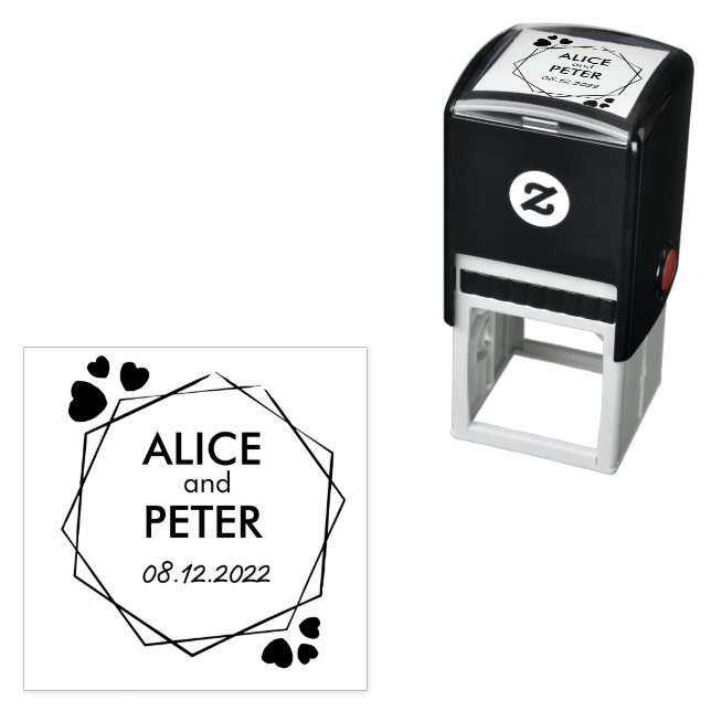Newly weds names, custom bride and groom name date self-inking stamp (In Situ)