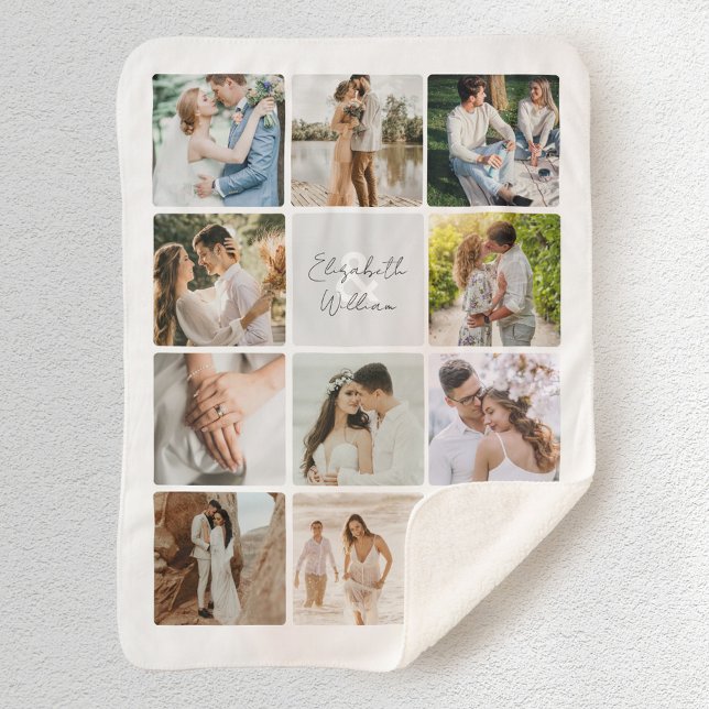 Newly Weds Photo Collage Sherpa Blanket (Creator Uploaded)