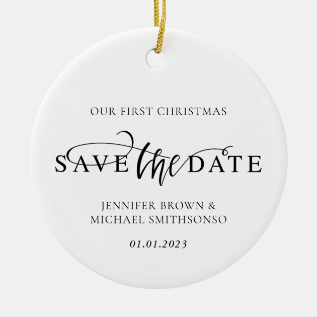 Newly Weds Photo First Christmas Save the Date Ceramic Ornament