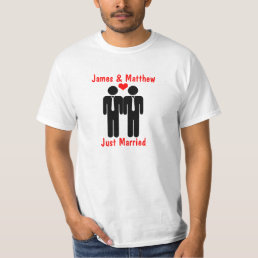 Newly Weds Two Grooms With Heart Customizable T-Shirt
