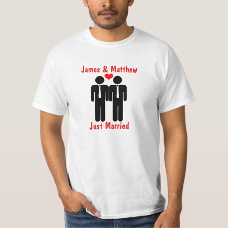 Newly Weds Two Grooms With Heart Customizable T-shirt