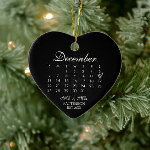 Newlywed 1st Christmas Wedding Date Ceramic Ornament