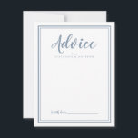 Newlywed Advice Card | Dusty Blue Modern Wedding<br><div class="desc">Simple and elegant wedding newlywed advice card features a minimalist design with a double frame border in dusty blue on a crisp white background. Personalize with your names. Space provided for your guest to add their advice, well wishes, and signature. Lettering and script are in dusty blue. The back of...</div>