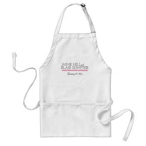 Newlywed Apron with Pink Hearts and Typography