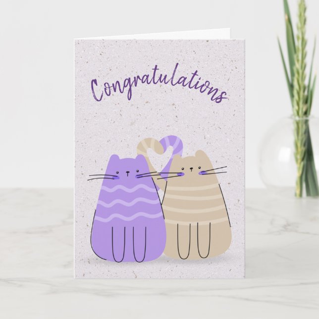 Newlywed Cats Congratulations Card (Front)