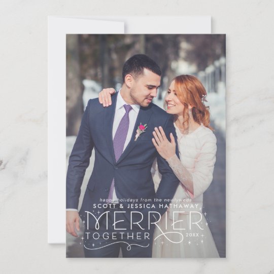 Newlywed Christmas Card With Wedding Photo Zazzle Newlywed Christmas Card With Wedding Photo