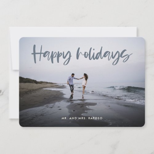 Newlywed Christmas Happy Holidays Full Bleed Photo Holiday Card