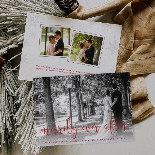 Newlywed Christmas Photo Card w Thank You Backer