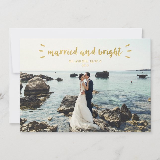 Newlywed Christmas Photo Card, Wedding, Holiday Card (Front)