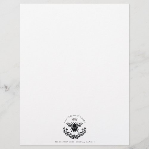 Newlywed Couple Bee Crown Laurel Name Logo Letterhead