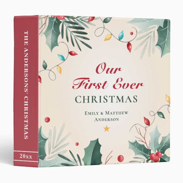 Newlywed Couple First 1st Christmas Photo Album 3 Ring Binder (Front/Spine)