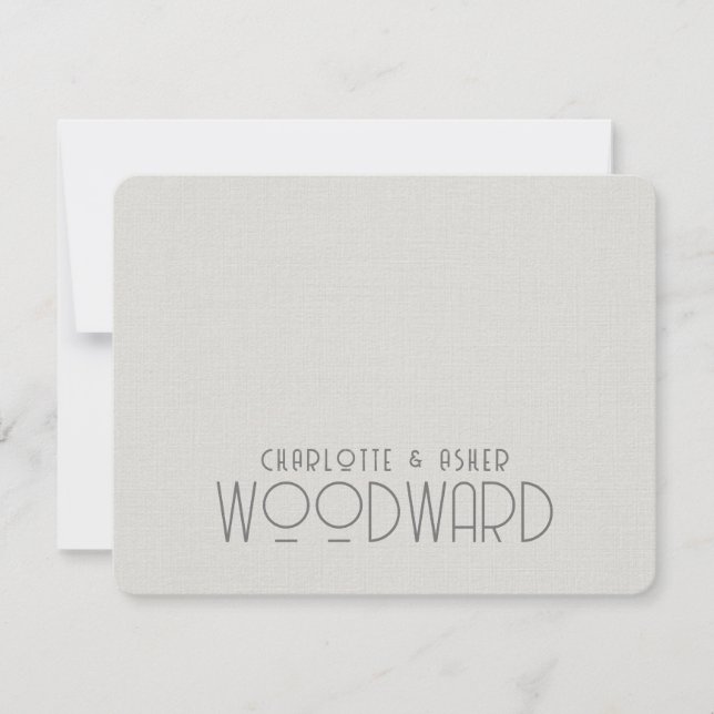 Newlywed Couple Name Monogram Wedding White Gray Note Card (Front)