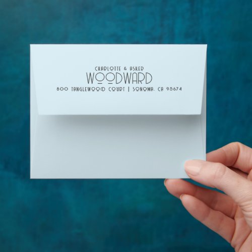 Newlywed Couple Name Wedding Monogram Blue Envelope