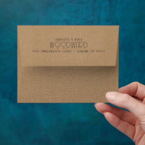 Newlywed Couple Name Wedding Monogram Brown Envelope