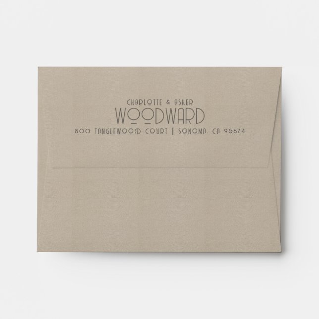Newlywed Couple Name Wedding Monogram Smoky Taupe Envelope (Back (Top Flap))