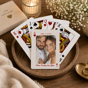 Newlywed Couple Photo Ace Hearts Poker Cards
