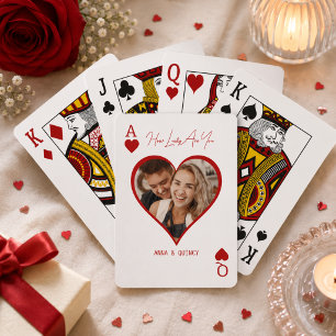 Newlywed Couple Photo Ace Hearts Poker Cards
