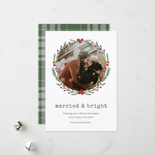 Newlywed Couple Photo Christmas Holiday Card