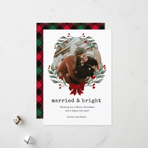 Newlywed Couple Photo Christmas Holiday Card