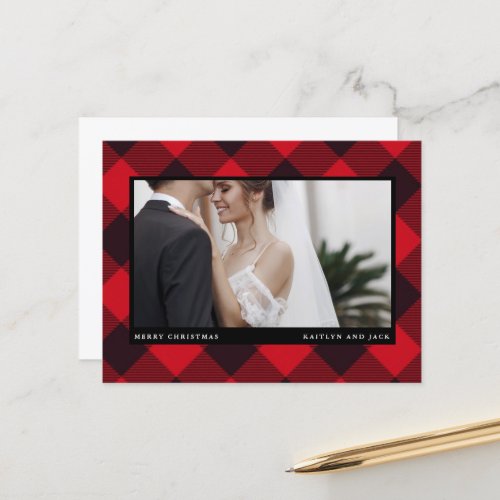 Newlywed Couple Photo Christmas Holiday Postcard