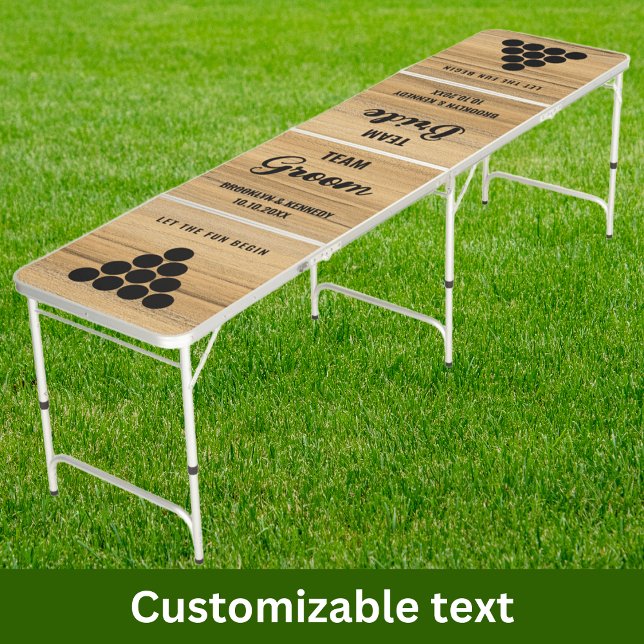 Newlywed Couple Team Bride Groom Rustic Wedding Beer Pong Table (Creator Uploaded)