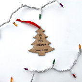 Newlywed Custom Wooden Engraved Tree Ornament (Front)